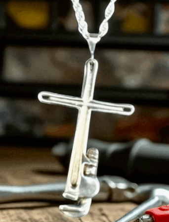 2” 24k gold plated over .999 silver pipe wrench cross only